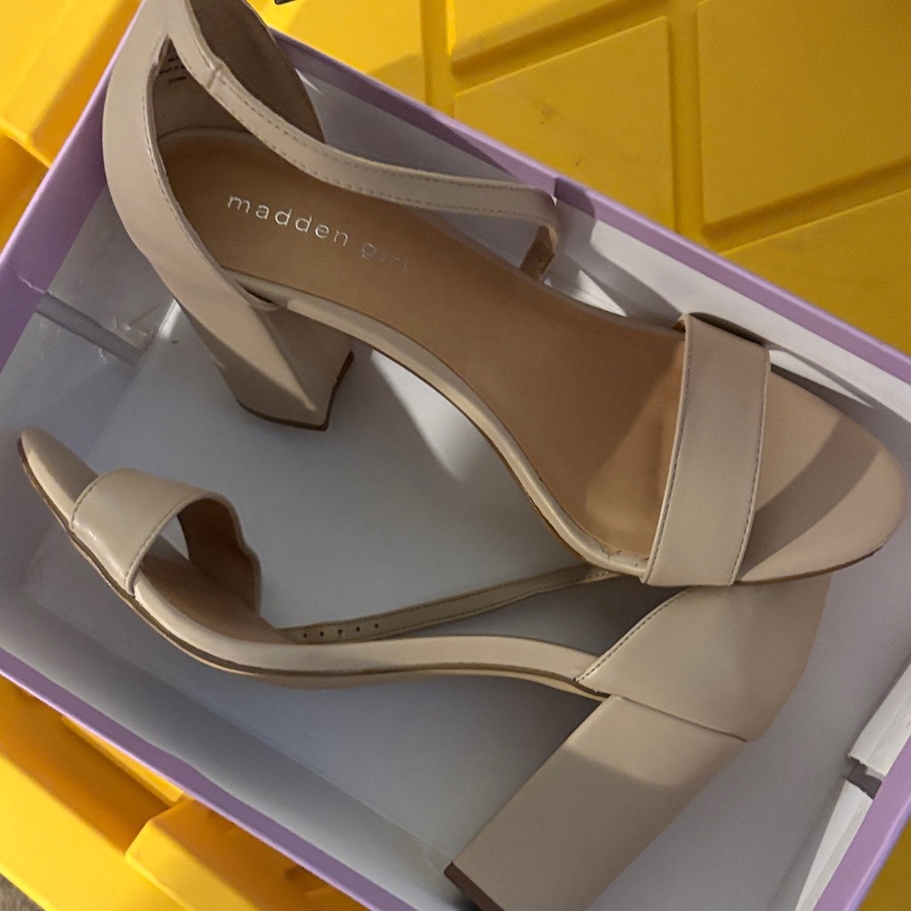 Madden Girl Nude Block Heel Sandals